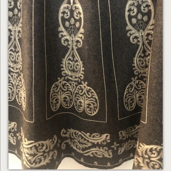 Boden Embroidered Wool Blend Skirt large gray & cream - Picture 3 of 6